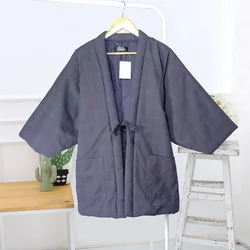 Japanese Hanten Jacket Men Winter Thick Padded Warm Kimono Cardigan Homewear Japan Style Traditional Clothes Haori Homme Tops