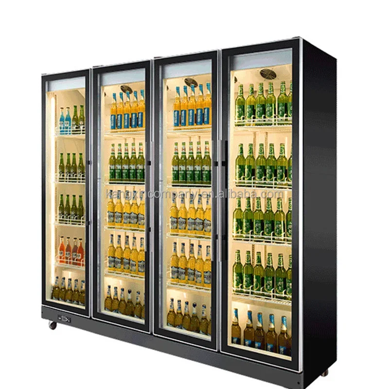 Refrigerador de Bar de lujo, equipo de refrigeración de 1400L, pantalla Virtical, cabinero, puerta de vidrio, bebida, cerveza