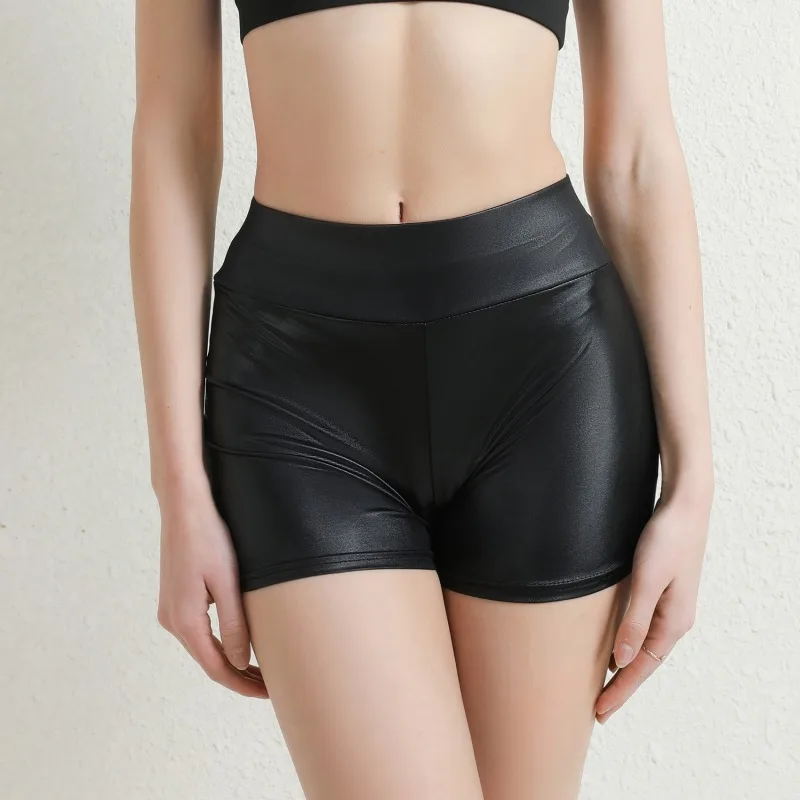 2023 Sexy Womens Shorts Shiny Elastic High Waist Shiny Faux PU Leather Short Pants Slim Hot Dance Clubwear Mini Shorts