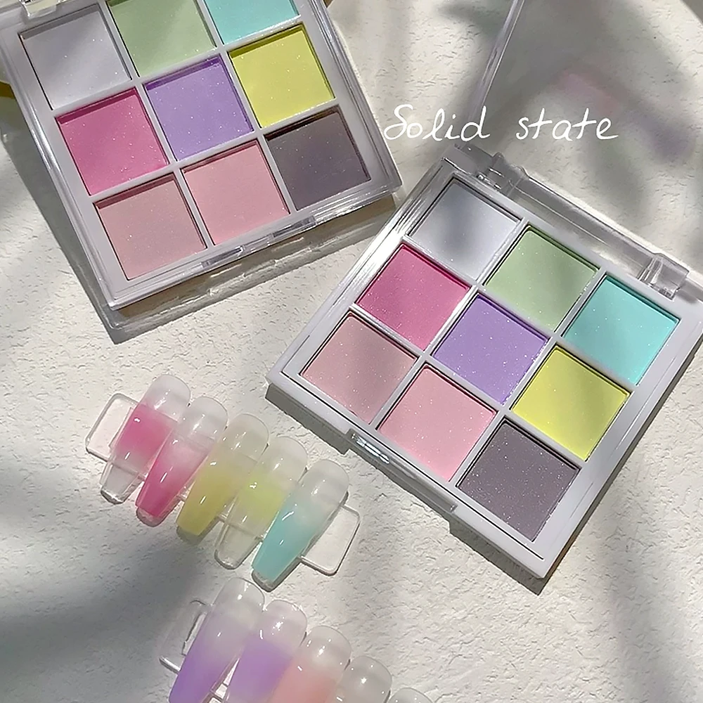 ผงตกแต่งเล็บแบบเนื้อแน่น 9 ช่อง ผงไล่สีแบบไล่ระดับ ผงกระจกวิเศษ ผงกลิตเตอร์เนื้อละเอียด ผงด้านสำหรับทำเล็บ