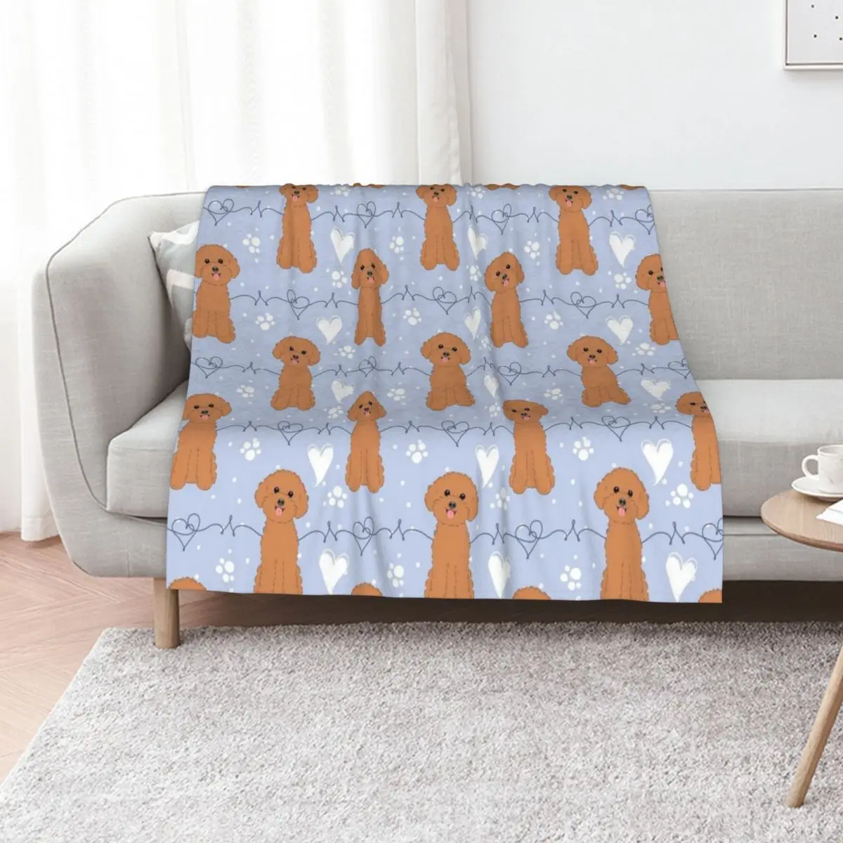LOVE Red Toy Poodle Throw Blanket Hairy Beautifuls Flannel Decoratives Plaid on the sofa for sofa Blankets