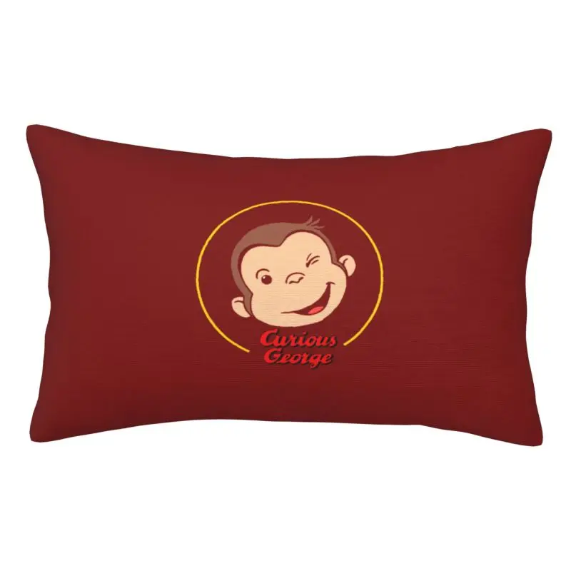 Custom Modern Curious George Manga Monkey Face Cushion Cover for Bed Sofa Velvet Pillow Case Rectangle