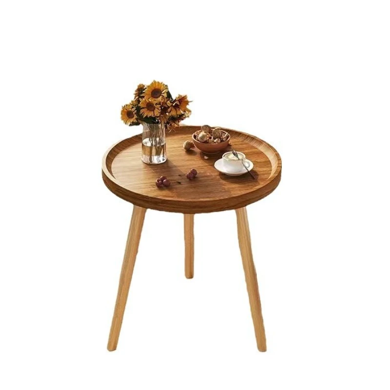 Modern Balcony Small Tea Table Minimalist Bedroom End Table Living Room Artistic Round Coffee Tables Space Saving Home Furniture