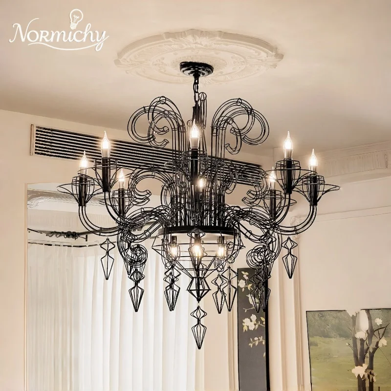 French Retro Living Room Pendant Light Baroque Unique Villa Staircase High Ceiling Lobby Designer Lighting Home Changeable