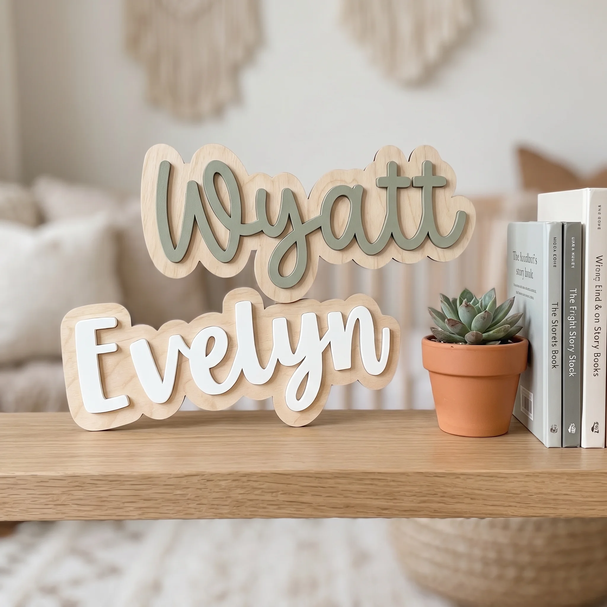 1Pc Custom Cartoon Style Name Wooden Name Plaque,Home Room Nursery Wall Door Decor,DIY Paintable,Birthday Wedding Gift