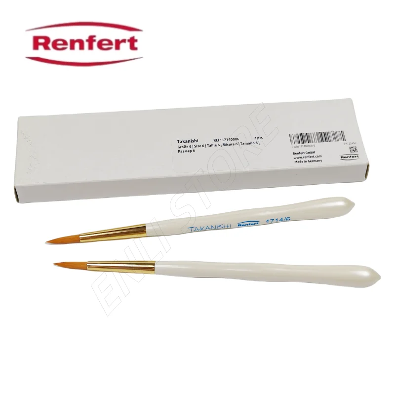 

2 шт./компл. керамическая кисть Renfert Takanishi Dental Lab премиум-класса из синтетических волос, стоматологическая фарфоровая кисть, ручка