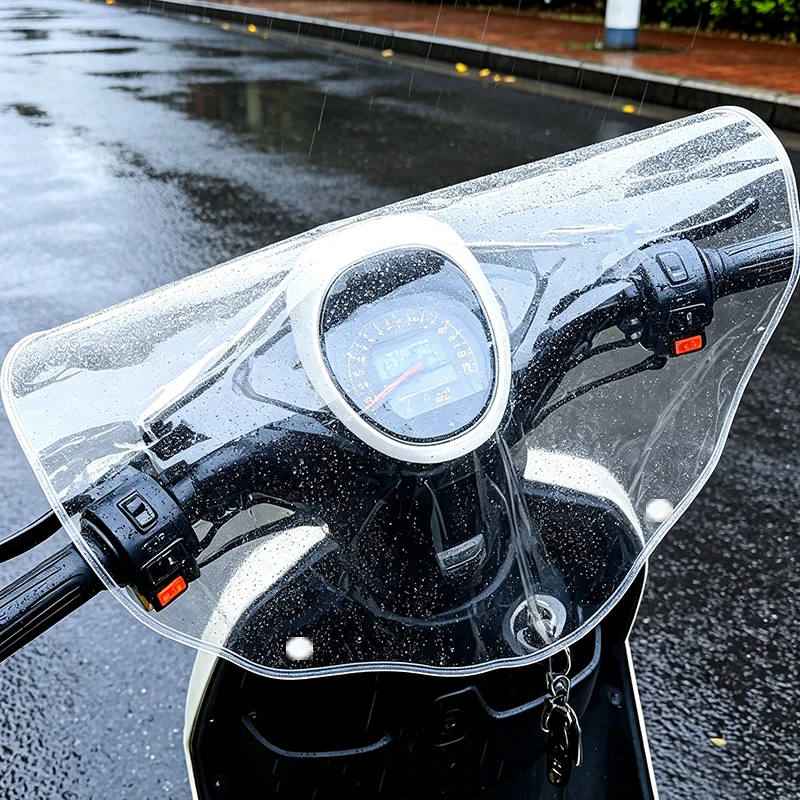 Transparent PVC Motorcycle Handlebar Rain Cover Waterproof Dashboard Screen Protector Visible Instrument Panel Dust Guard