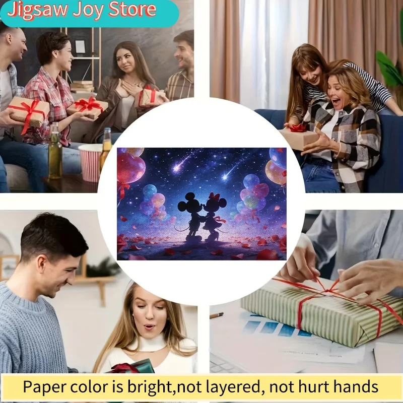 จิ๊กซอว์บอลลูน 2 มิติ 1,000 ชิ้น ลายดิสนีย์ สตาร์รี่ ไนท์ มิกกี้ & มินนี่ โรส |   ของขวัญวันวาเลนไทน์, ของเล่นคลายเครียดสำหรับผู้ใหญ่, ของสะสม