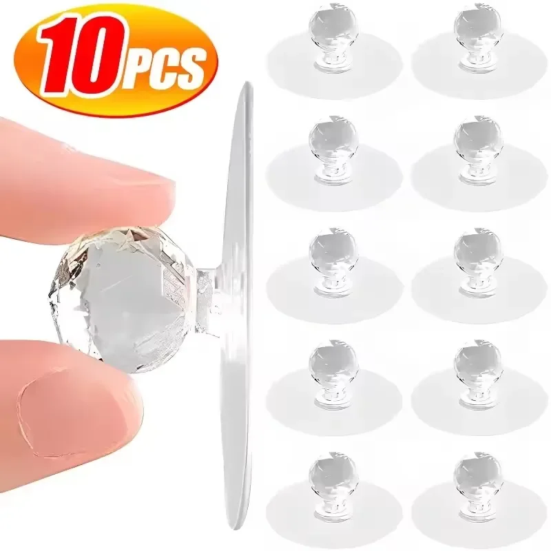 Invisible Drawer Handle Pulls Diamond Crystal Door Drawer Knobs Self-Adhesive Acrylic Cabinet Wardrobe Furniture Handles Hooks