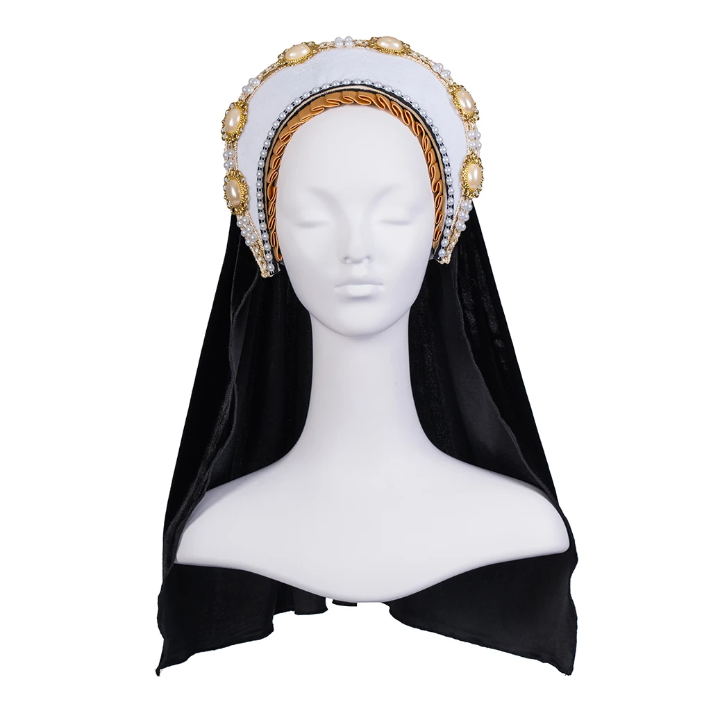 Renaissance Tudor Crown Headband Victorian Queen Elizabeth Tudor French Hood Anne Boleyn Cosplay Elizabethan Headdress Coronet