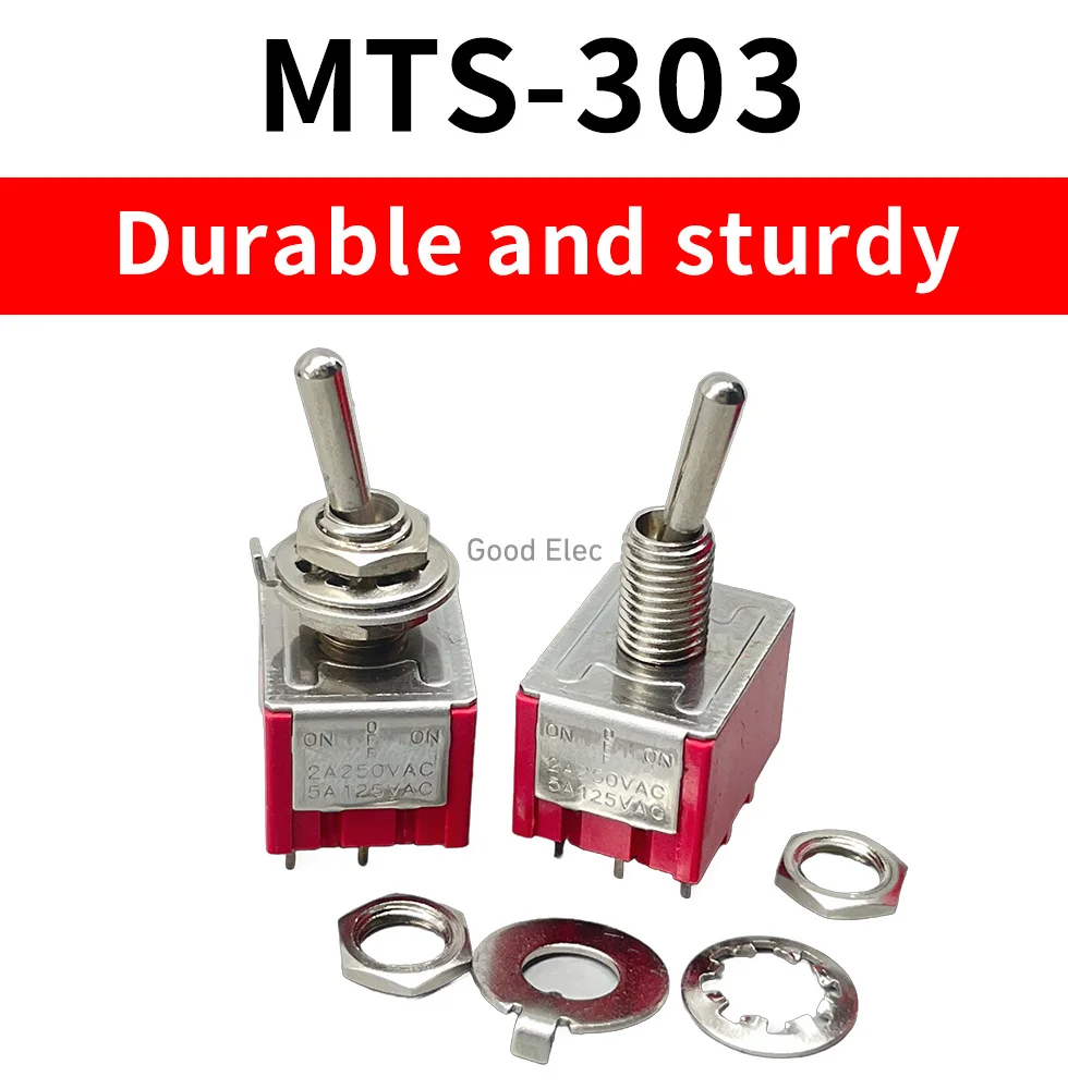 5PCS Mini MTS-302 MTS-303 Red Toggle Switch DPDT Double Pole Double Throw 2 Positions ON-ON/ON-OFF-ON 250V 3A 125V 6A image 6