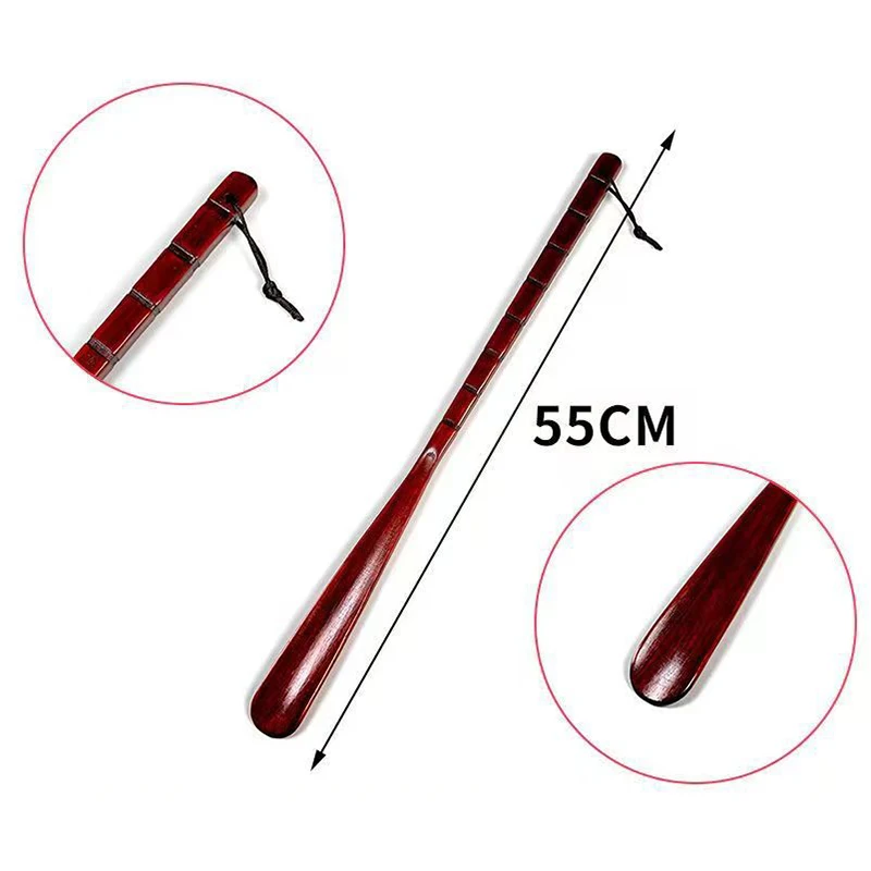 Wooden Shoehorn Long Handle Beech Shoe Horn with Leather Strap Flexible Shoe Lifter Extra Long Comfortable Wood Shoe Horn Helper