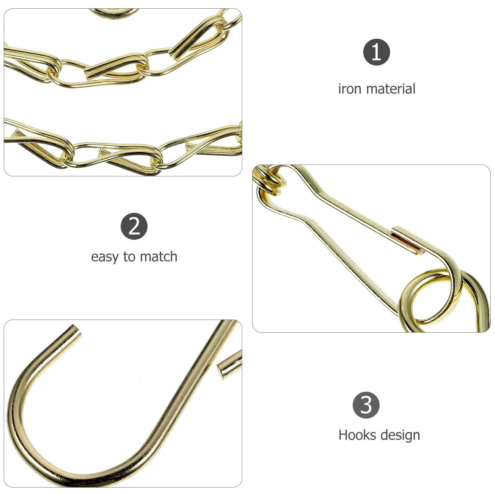 

10Pcs Flower Basket Hanging Chain Iron Planter Chain Hook Decor Indoor Outdoor Use Hanging Basket Chains Iron Chains with Hooks