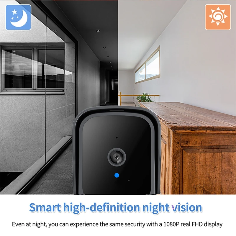 Sonnette vidéo intelligente sans fil, caméra d'alarme de sécurité, surveillance à distance, interphone bidirectionnel, Vision nocturne haute définition pour la maison