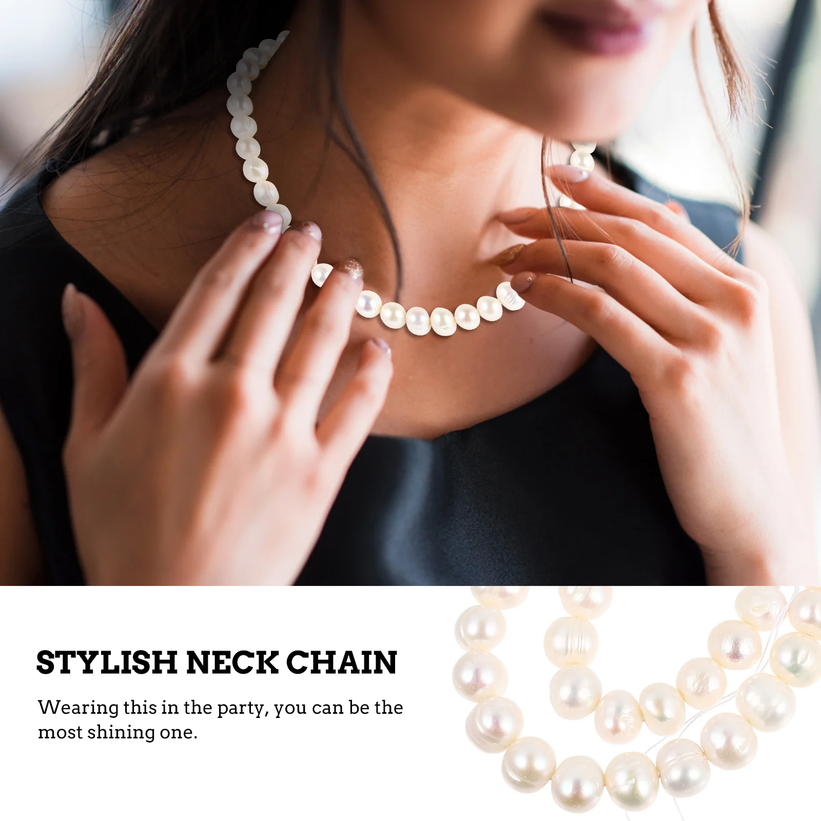 

1Pcs Ribbed Pearl Necklace Elegant Fresh Water Pearl Pendant Stylish Neck Chain for Women Gift Accessory Stylish Neck Chain