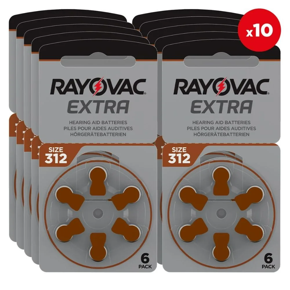 Rayovac Zinc Air Extra 312 Batteries pour appareils auditifs 60 pièces ...