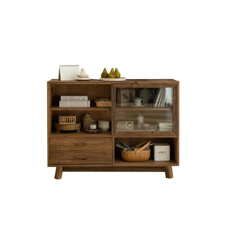 

Old elm dining side Solid wood retro Low cabinet B & B inn storage Locker Home dining side