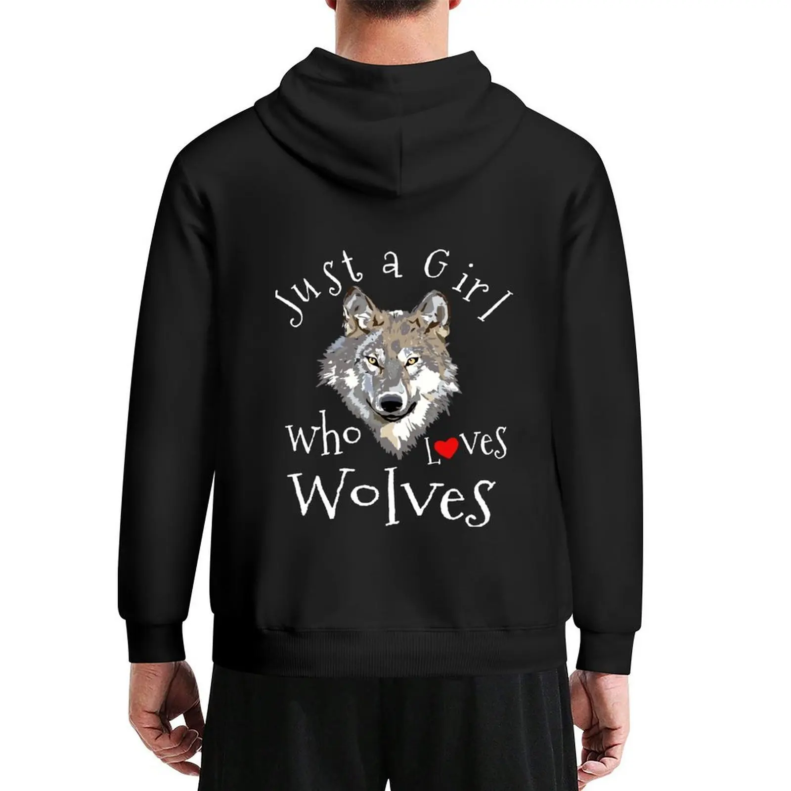 

Just a Girl who Loves Wolves Cute Wolf Lover Gift for Girls Hoodie autumn men's sweat-shirt set tracksuits