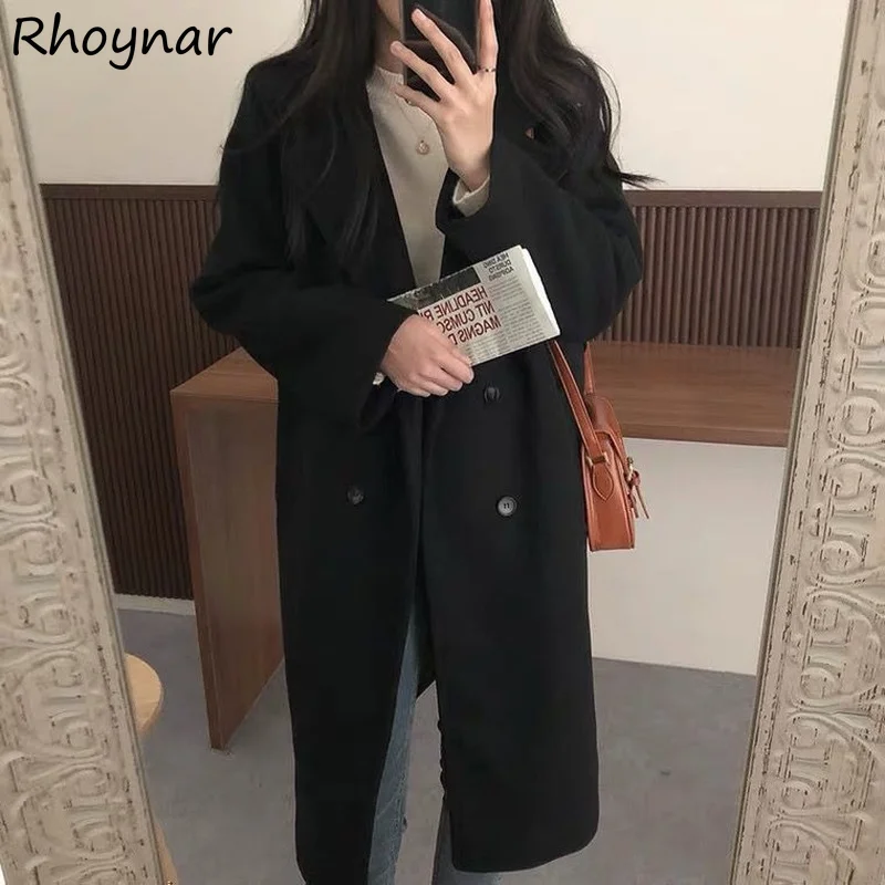 

Смешанная женская одежда для колледжа, простая, элегантная, повседневная, двубортная, универсальная, уличная одежда, женский дизайн, винтажная, зимняя, уютная, хит продаж