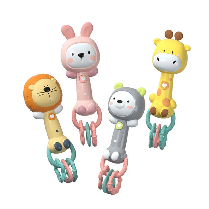 Baby soft rubber bell, cartoon teething rhythm stick, hand-held soothing BB stick, children's lighting music toy, tambourine