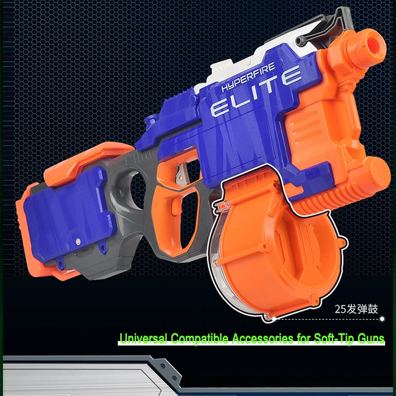 Cargador de tambor Nerf N‑Strike Elite de 25 rondas con 30 dardos de repuesto, accesorio para cargador de pistola de juguete