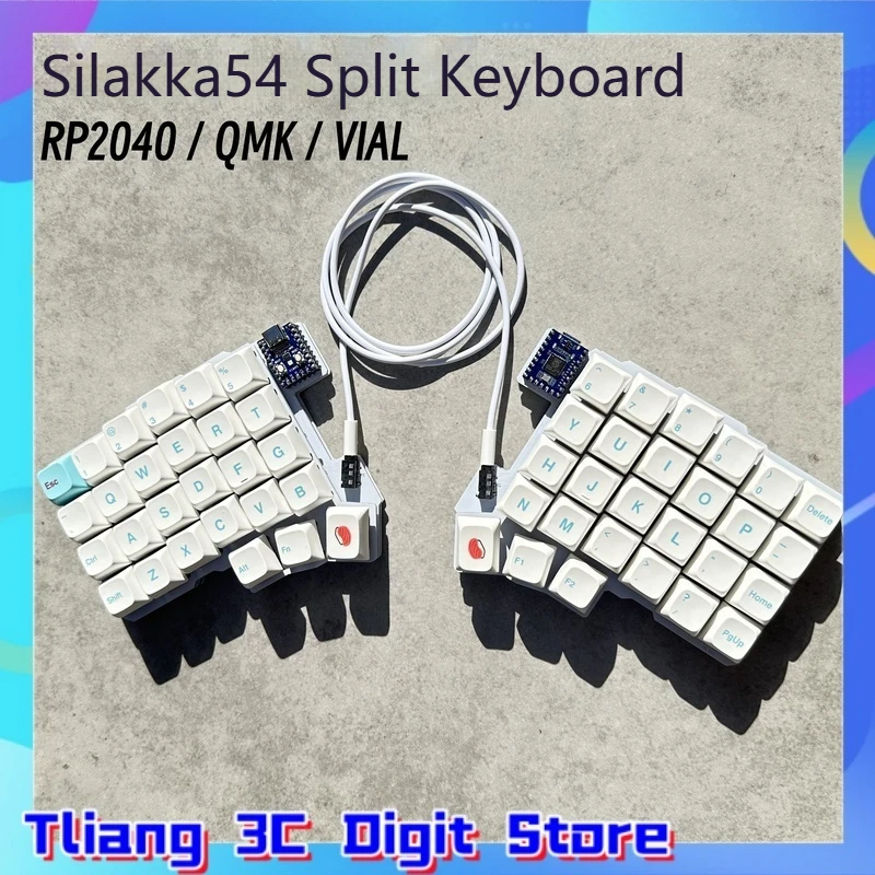 

Silakka54 Split Keyboard Kit Vial/Qmk Wired Custom Hotswap Ergonomic Gaming Left And Right Handed Mechanical Keyboard Accessorie