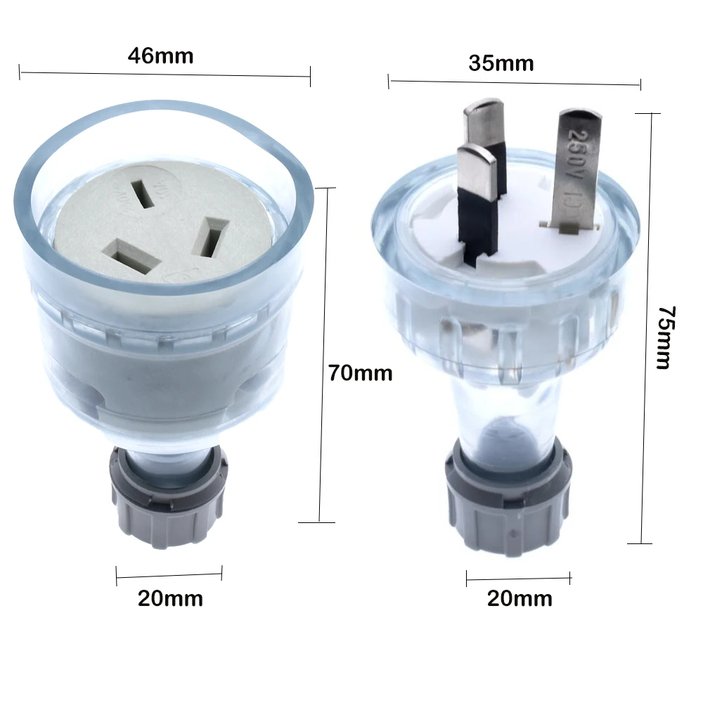 AU NZ Plug Adaptor Assembled Rewireable Female Male Wire Socket Outlet 3 Prong Electrical AC Extension Cord Grounded Rewire SAA