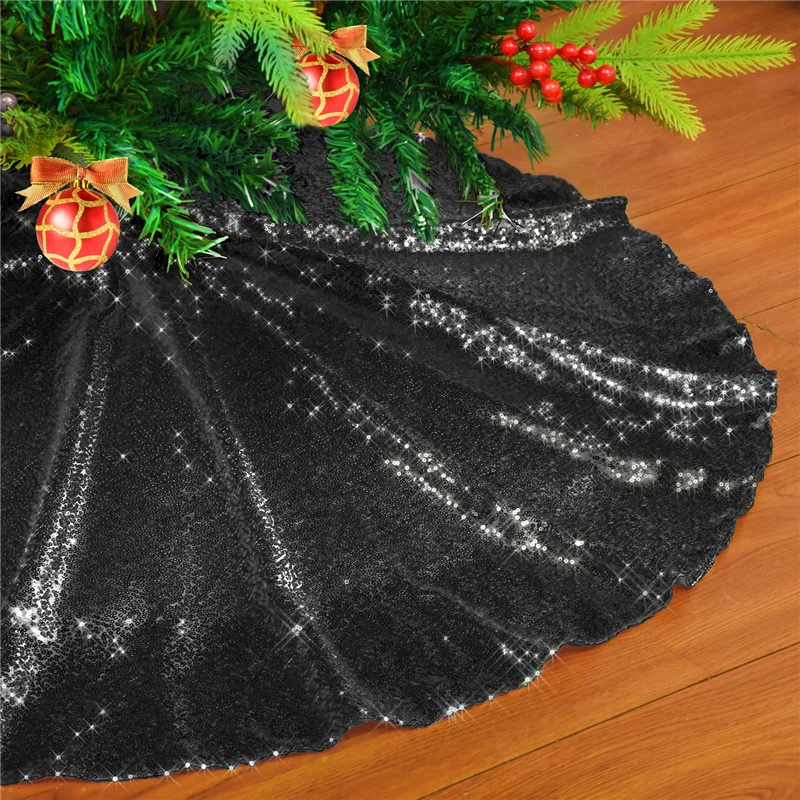 90cm Christmas New Year Party Decorative Tree Skirt gorgeous Golden sequins Christmas tree skirt blingbling upholstery fabrics