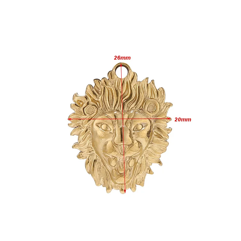 5pcs Stainless Steel Gold Plated 20*26mm Charm Lion Head Shape Pendants for Men DIY Jewelry Exquisite Fashion Punk Findings Gift