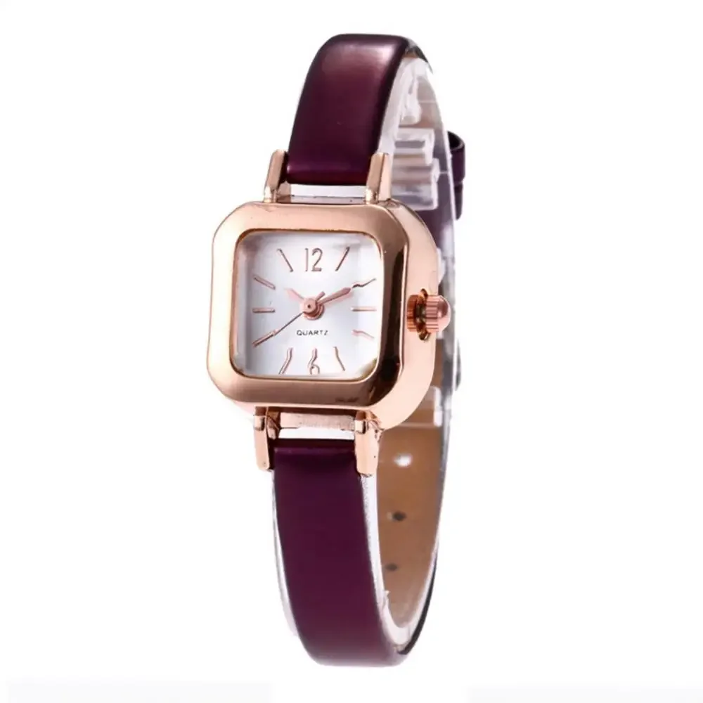 

Classic Women Small Dial Square Vintage Watch Thin Leather Strap Elegant Female Quartz Leather Strap Casual Reloj Mujer 명품시계