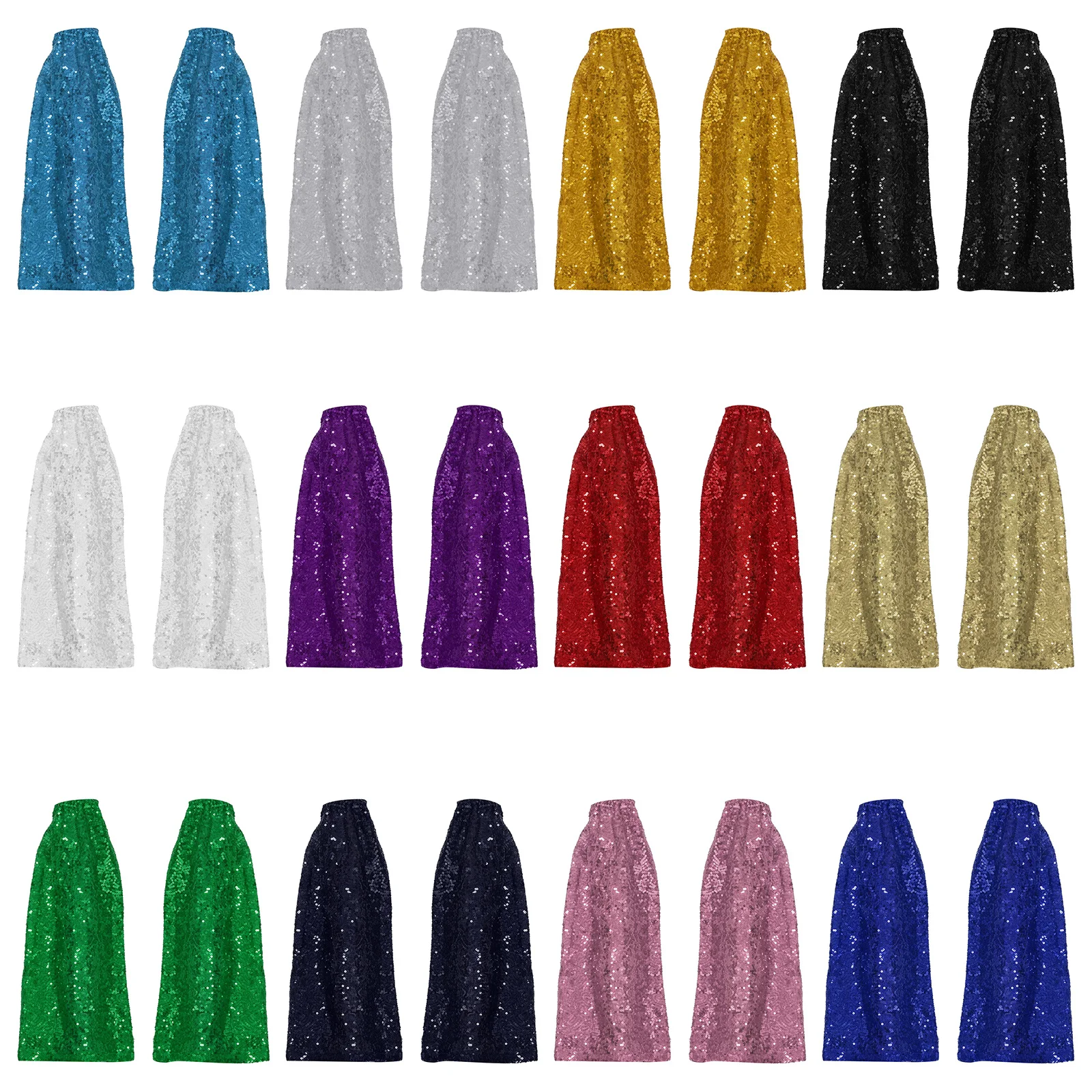 Shiny Sequins Arm Warmers Elastic Band Bell Wide Design for Women Halloween Christmas Stage Performance And Party