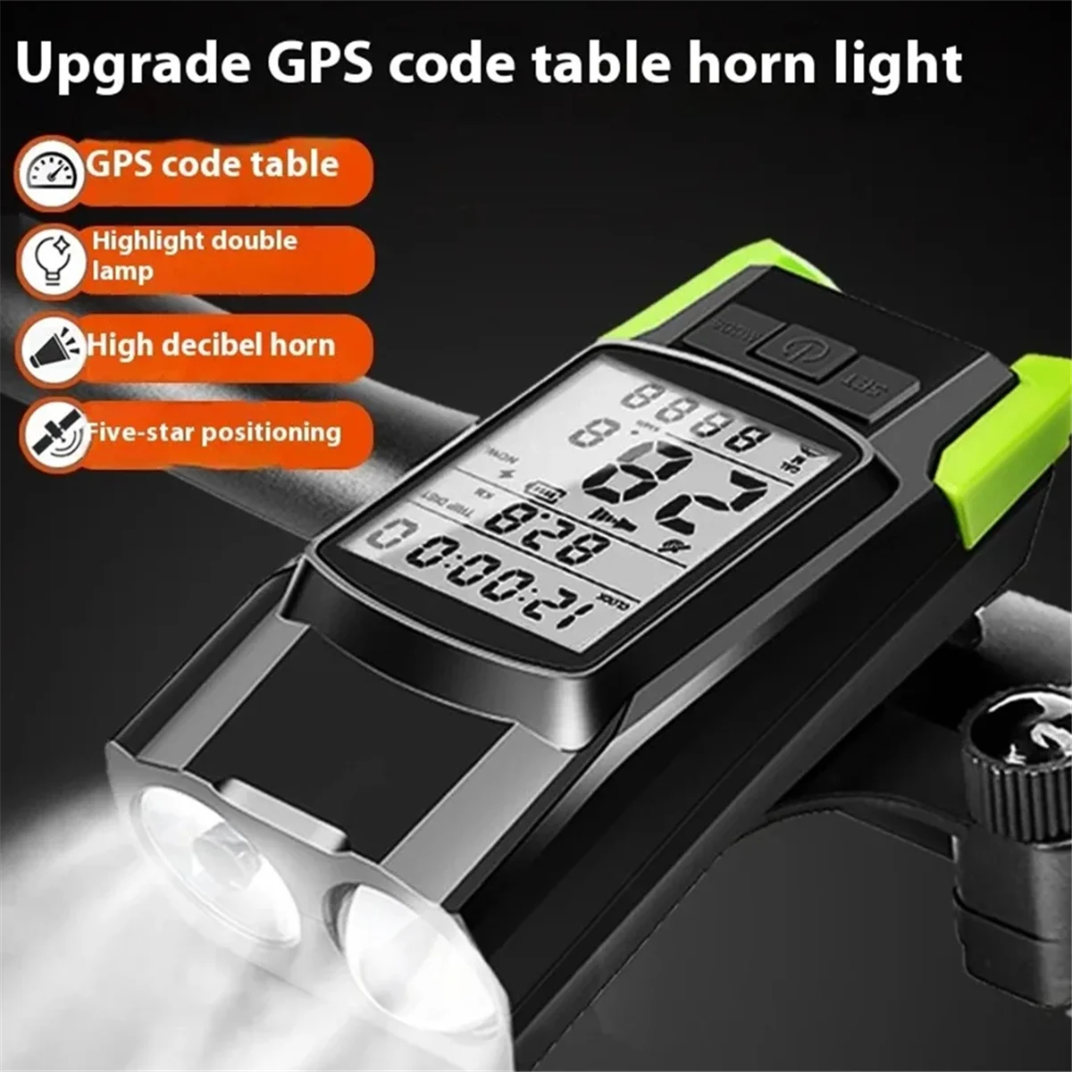 

N17R 3 в 1, GPS велосипедная фара, спидометр и звуковой сигнал, перезаряжаемая многофункциональная велосипедная передняя фара с велосипедным компьютером A