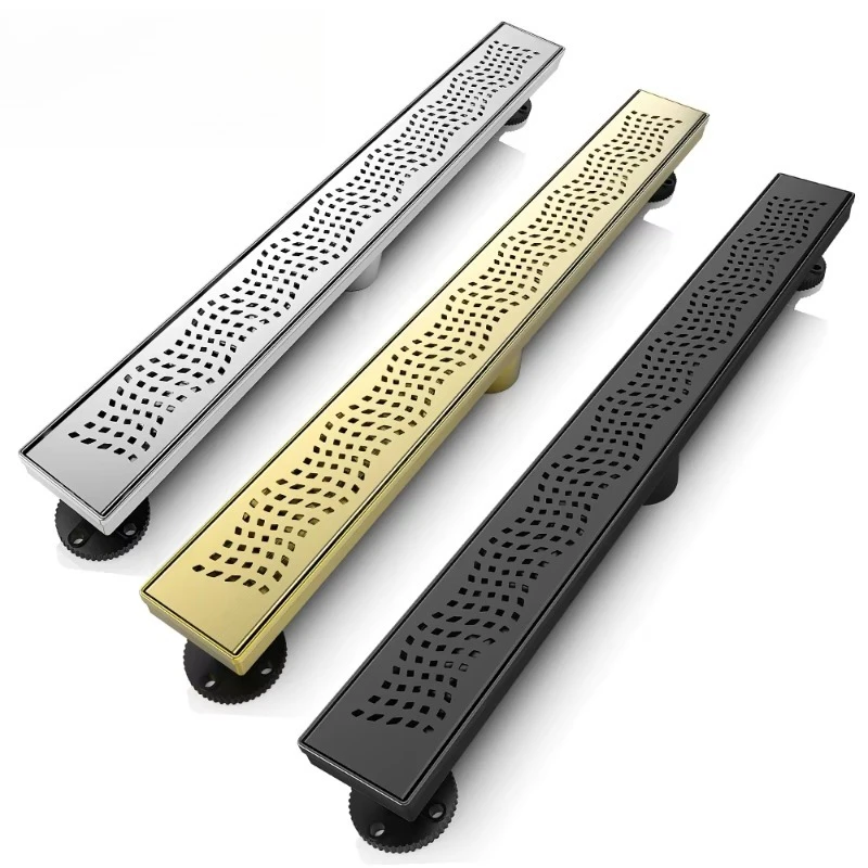 

Linear shower drain with removable square hole panel using brushed 304 stainless steel process