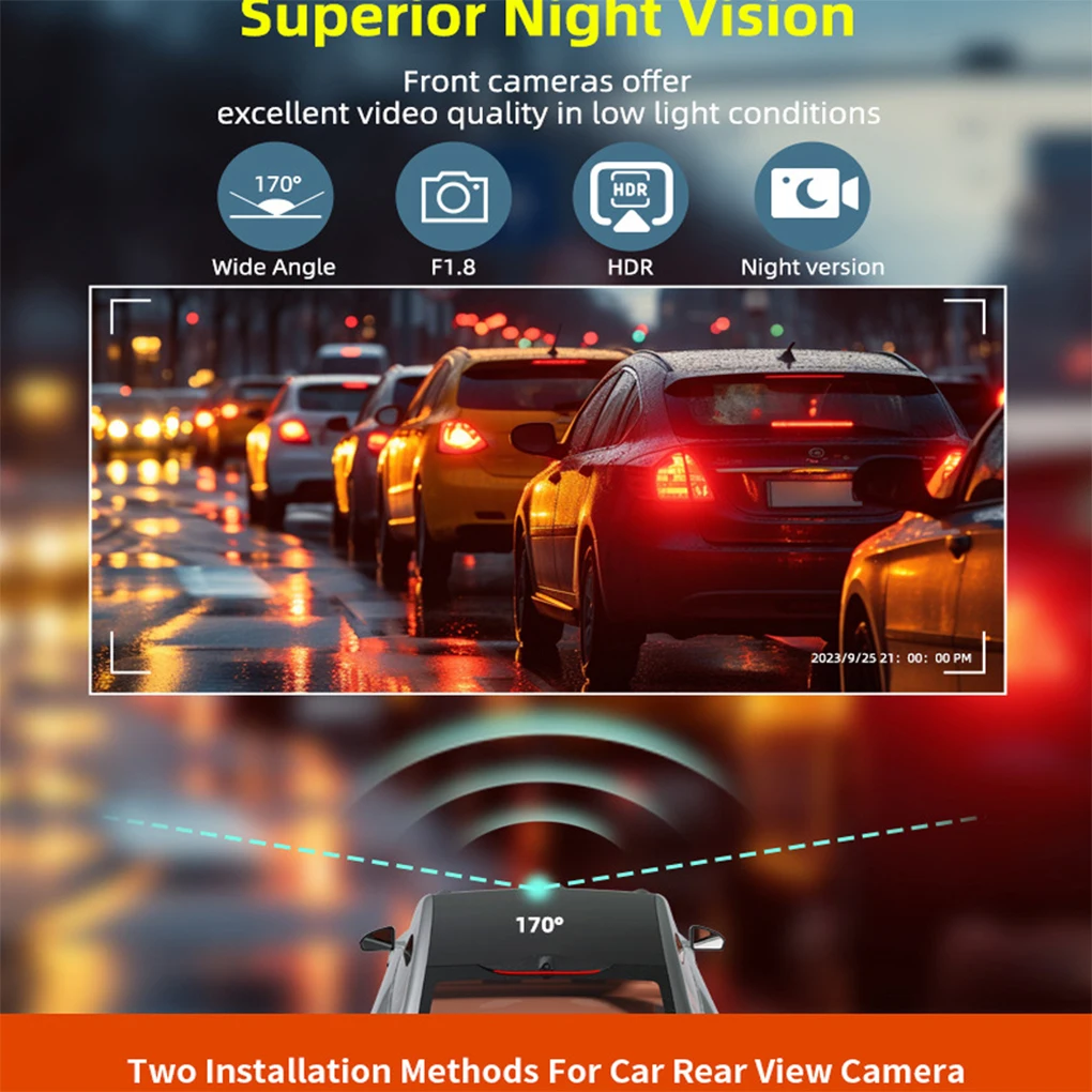 ABS Dash Cam Front Rear Dash Camera 4K/1080P Recorder 4K Dash Cam Dash Cam 24H Parking Monit-