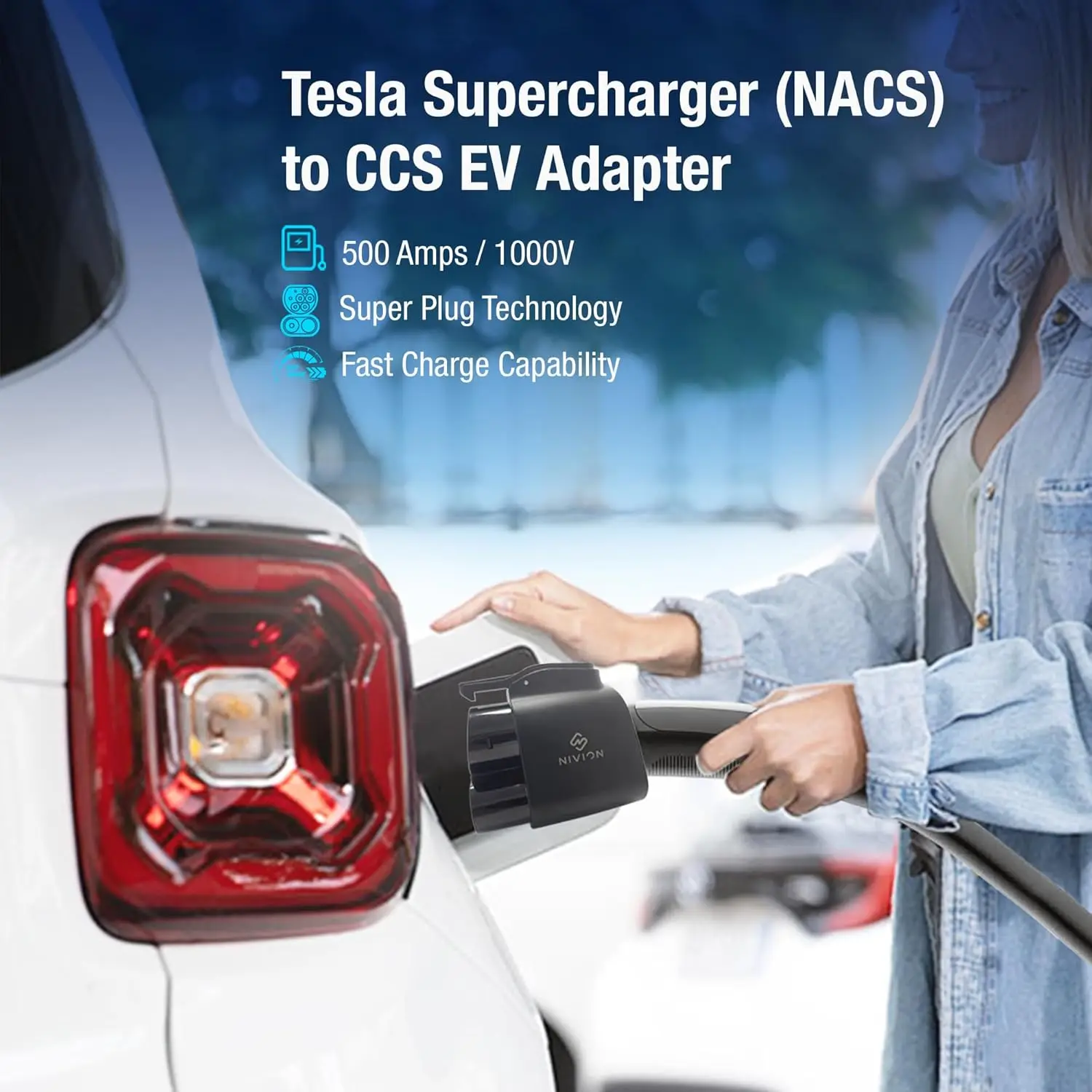 Super Plug NACS to CCS1 Adapter - 200 Amps Fast Charging Adapter with IP54, with Storage Bag. Fits Ford,Rivian, Mache, R1T, R1S