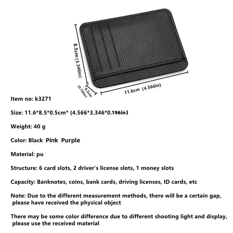 1Pc Neue Ultra-dünne Weiche Brieftasche PU Leder Mini Kreditkarte Brieftasche Candy Farbe Bank Kreditkarte Box Weiblich männlich Visitenkarte Set – Detail 11