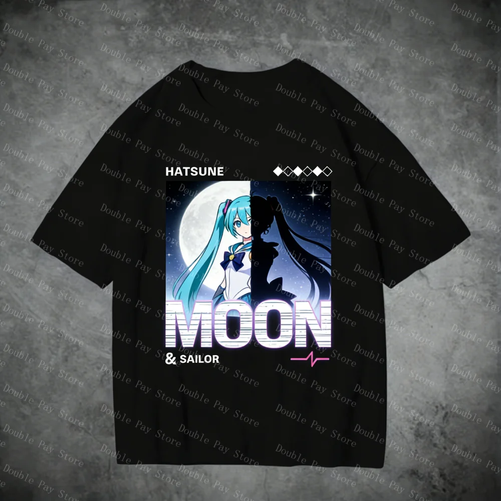 

Sailor Moon And Hatsune Miku Cosplay T-Shirt Anime Women Y2k t-shirts Graphic Tee for Men's Y2k Shirts Casual Kids Short Sleeve