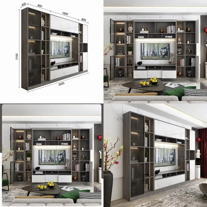 Luxury Modern Design Living Room Furniture Wall Cabinet TV Cabinet Bookshelf Locker
