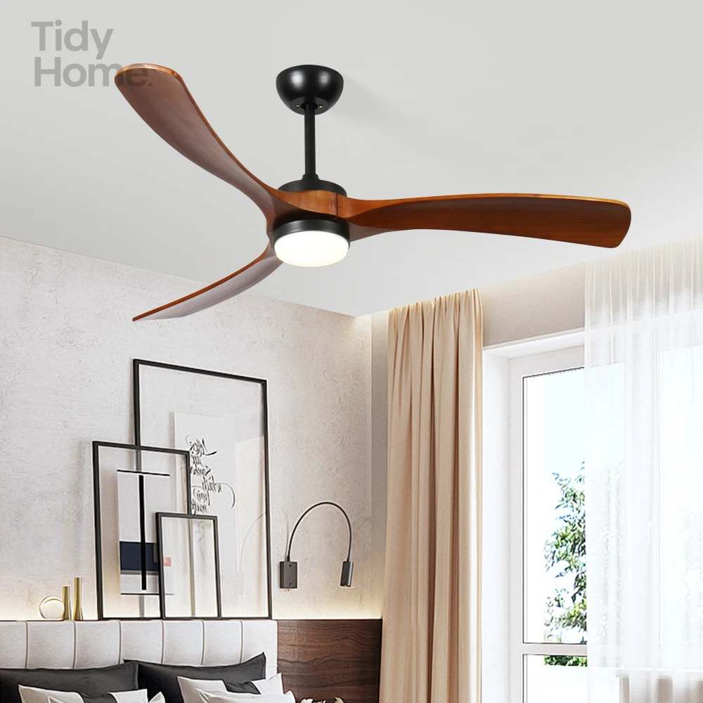 52 "3 solid wood leaf ceiling fan with lights,Multi-functional remote control AND QUIET Ceiling Fan,fit FOR LIVING ROOM/BEDROOM