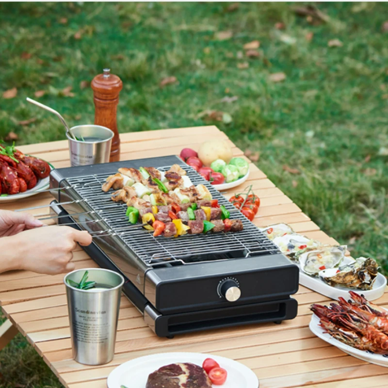 Household Non-smoking Indoor Electric Grills 304 Heating Pipe Barbecue GrillKorean Multi-function Skewer Stove Bbq Grill Outdoor