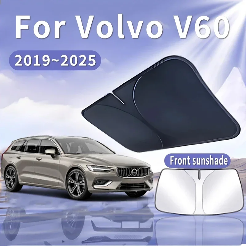 

Складной автомобильный солнцезащитный козырек для Volvo V60 2019 ~ 2025 2020, солнцезащитный козырек на лобовое стекло, теплоизоляция, летнее охлаждение, автоаксессуары