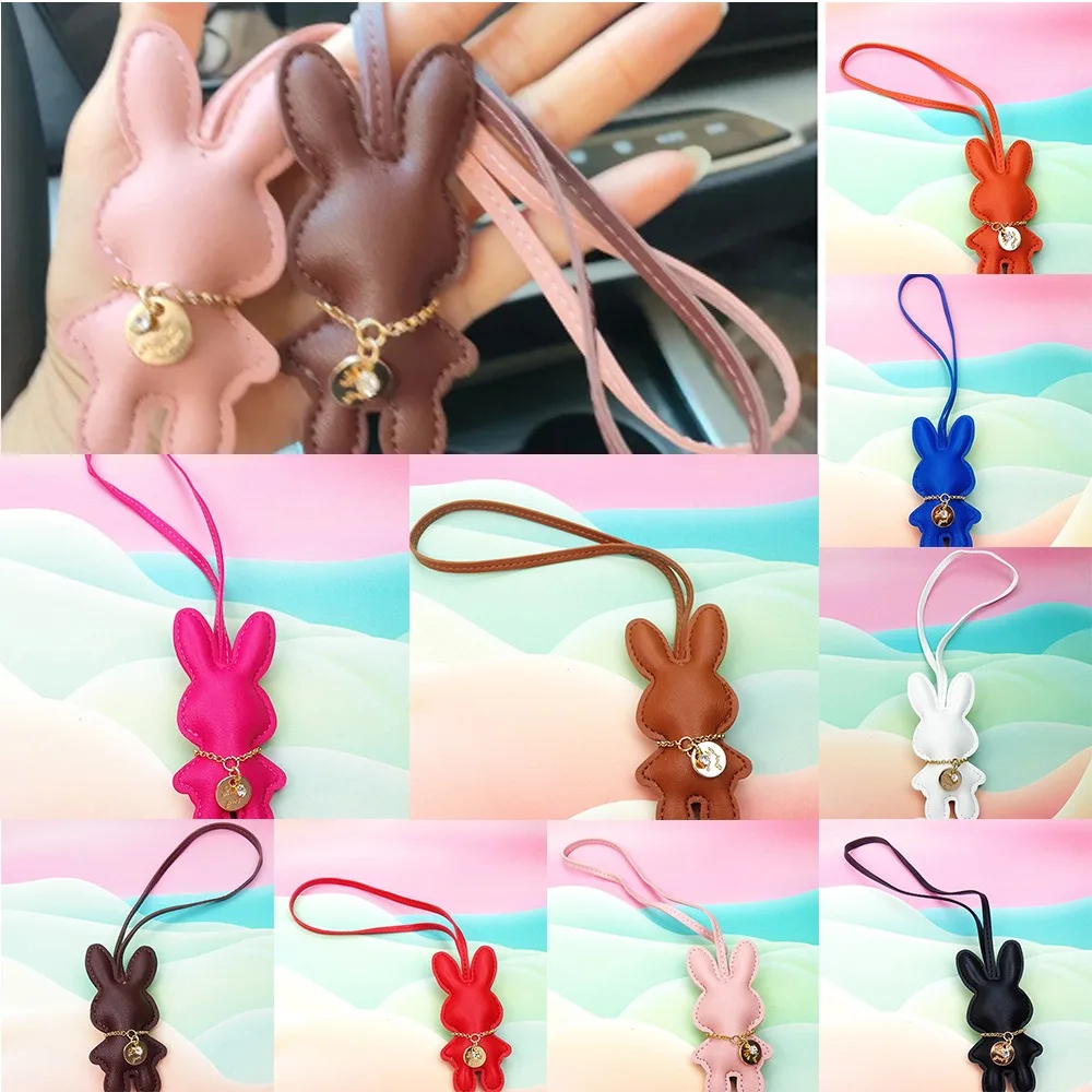 PU Leather Bunny Keychain Durable Multipurpose Cute Female Keyring Portable Handbag Key Ring Handbag