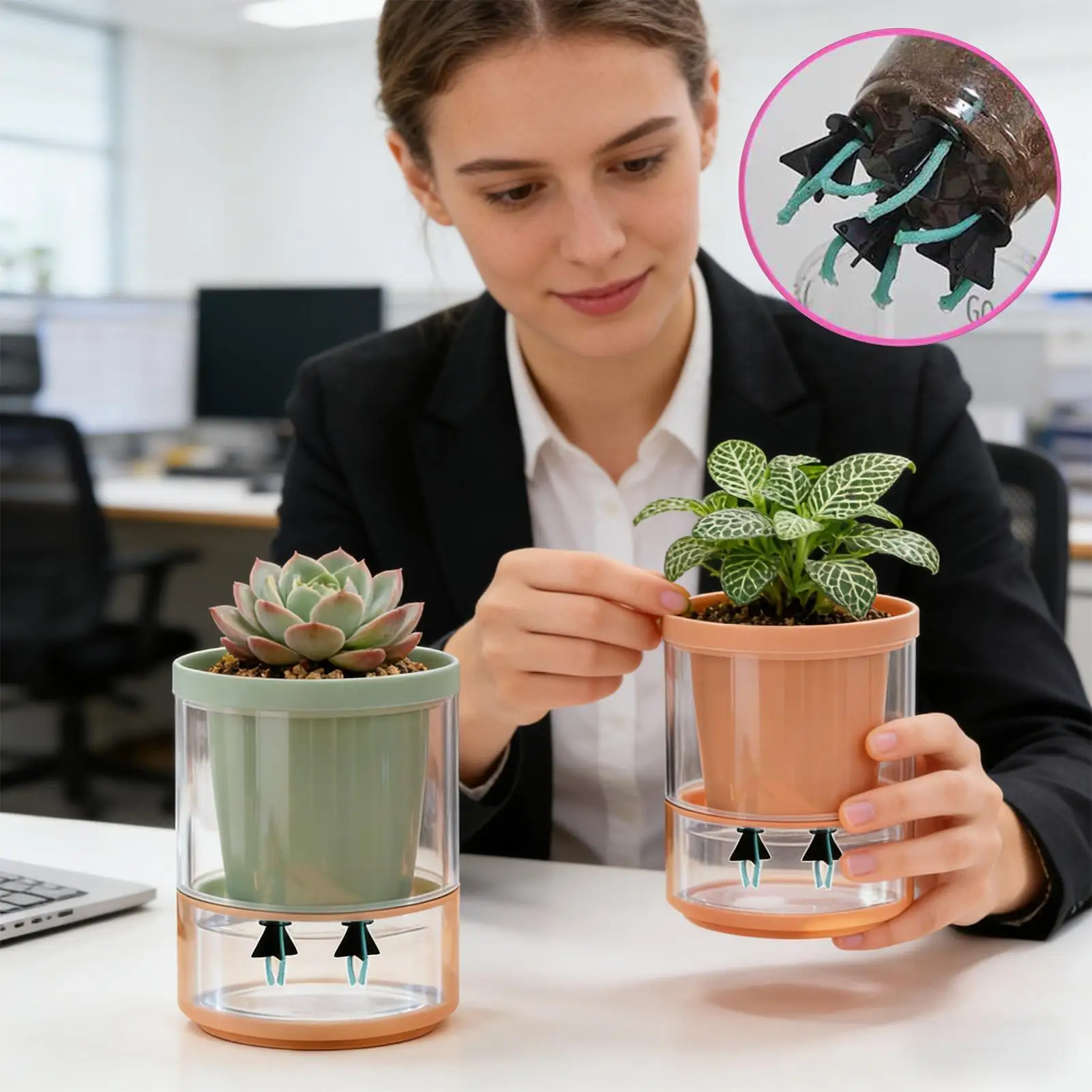 Plant Watering Spikes 4 Pieces Reusable Automatic Home Supplies Vacation Plant Watering Devices For Indoor Potted House Flowers