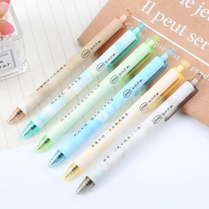 

6 Piece Lytwtw's Cute Pale Floral Gel Pen Creative Press Office Gift School Supplies Stationery Kawaii Funny Pens