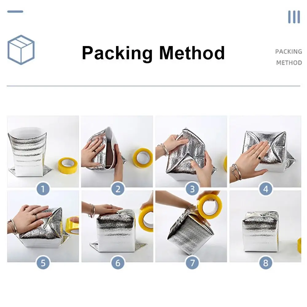 5Pcs Folding Ice Cold Warm Aluminum Foil Bag Food Thermal Delivery Carrier Insulation Bag 3mm Packing Cooler Bag Drink Storage