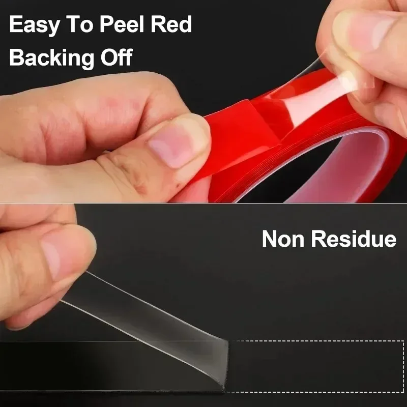 3-teiliges, ultradünnes, transparentes, doppelseitiges Nano-Klebeband: Hochtemperaturbeständig, nicht abfärbend und wasserfest – starke Haftung