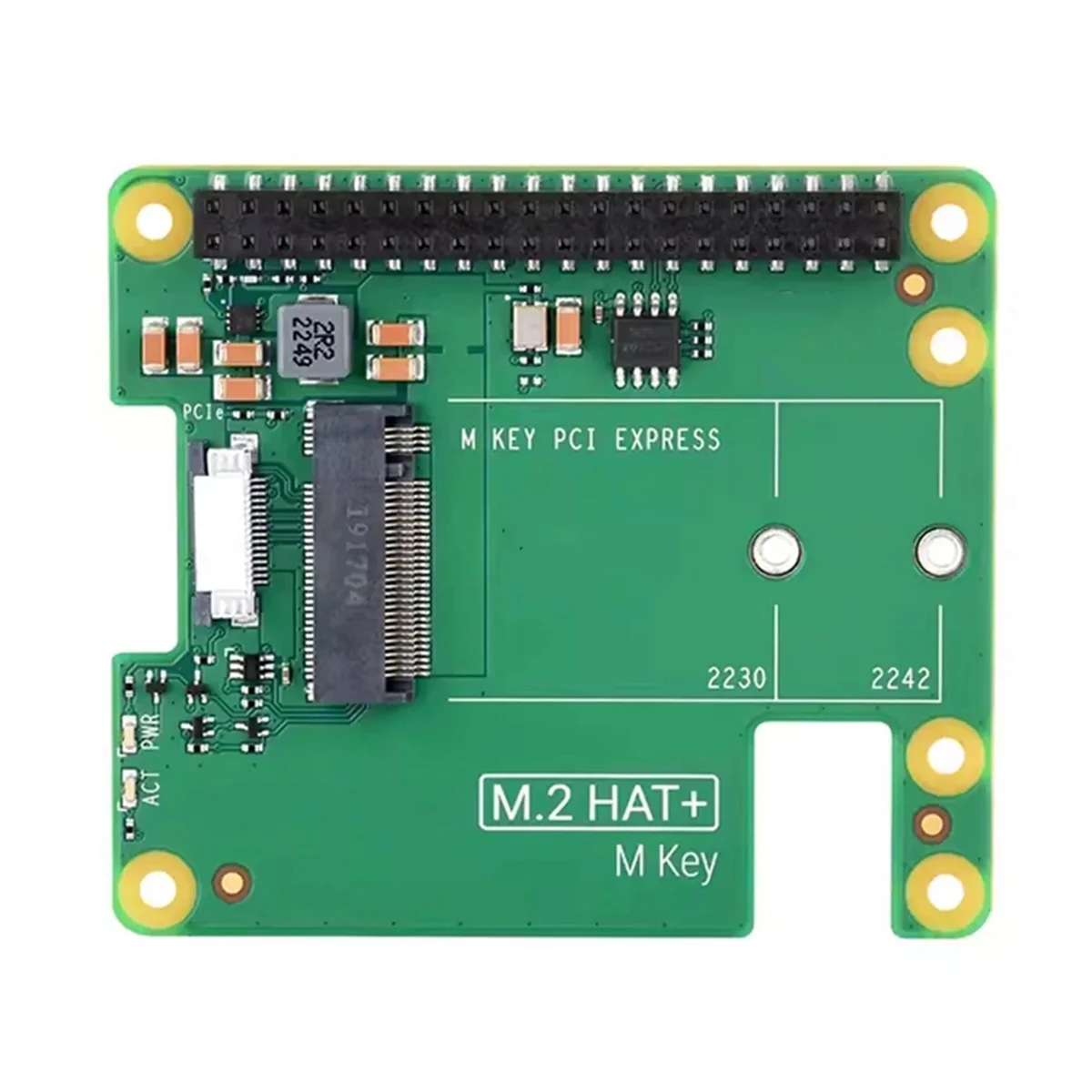 For M.2 HAT+ Expansion Board Support Single Channel PCle2.0 Interface for 2230 2242 NVMe M.2 SSD