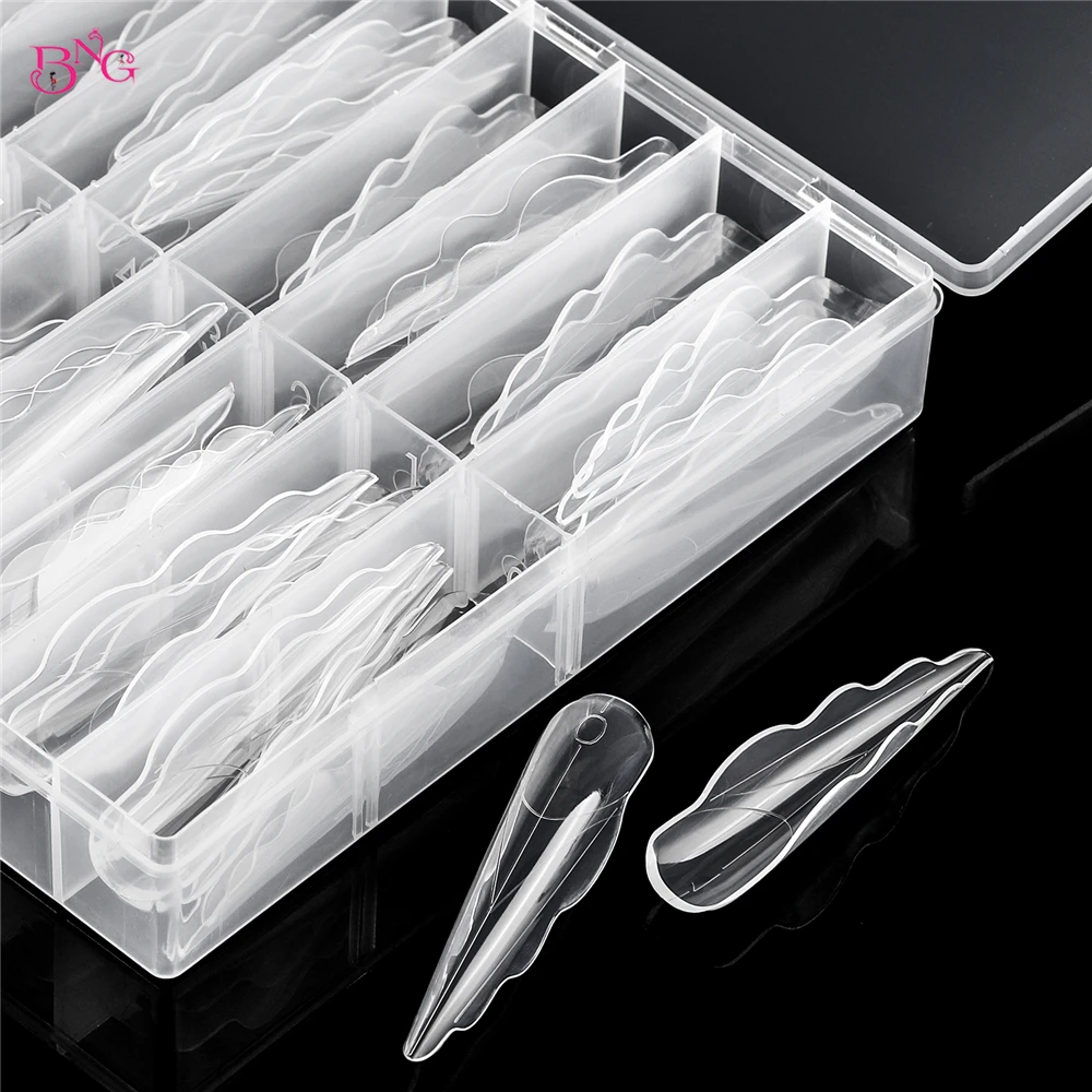 BNG Butterfly Nail Dual Forms with Internal Scale Lines Quick Build Gel Acrylic Nail Extension Kit Nail Tools 150 Pcs