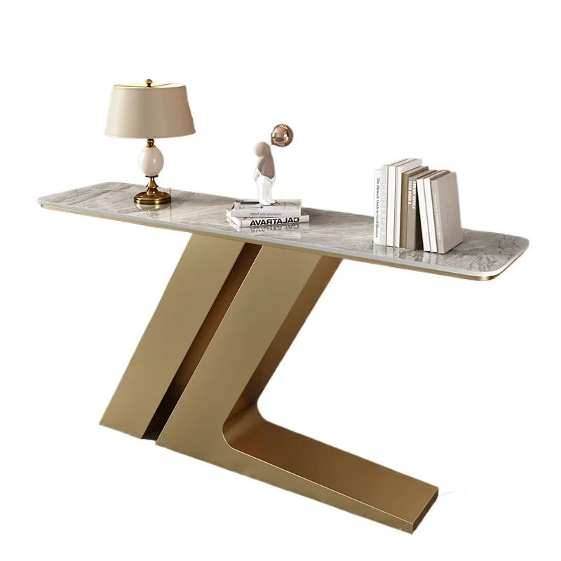 

Entrance platform light luxury modern simple rock slab entrance table against the wall entrance cabinet Nordic end view