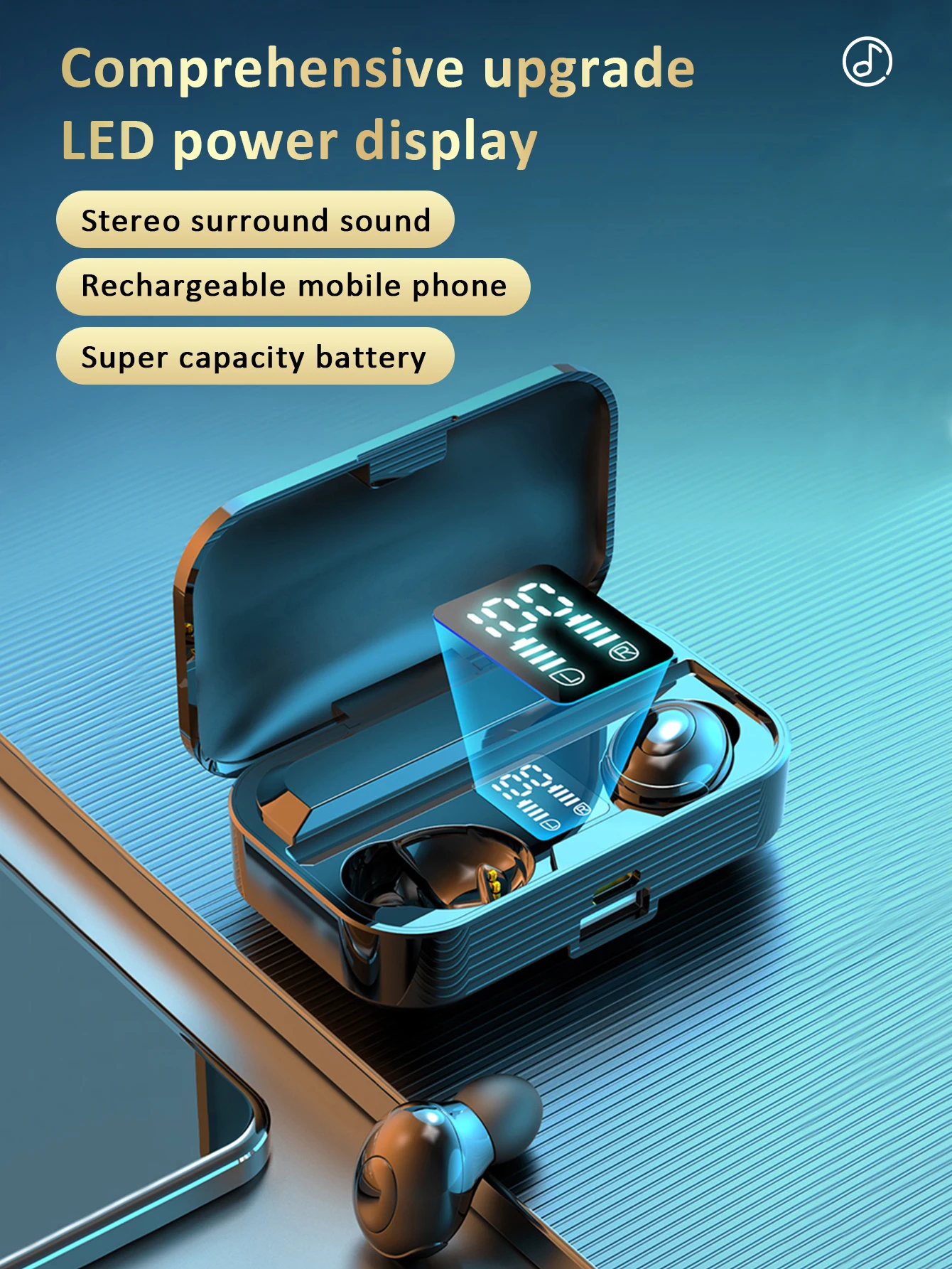 

New LB-9 Bluetooth Earphones with Power Bank Function, Digital Display, Three True Binaural F9 Upgrade, TWS In-Ear Mini